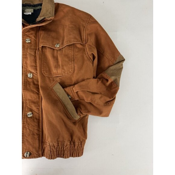 THE TERRITORY AHEAD Men's Rust Color Canvas Flannel Lined Bomber Jacket Sz L - Picture 6 of 9